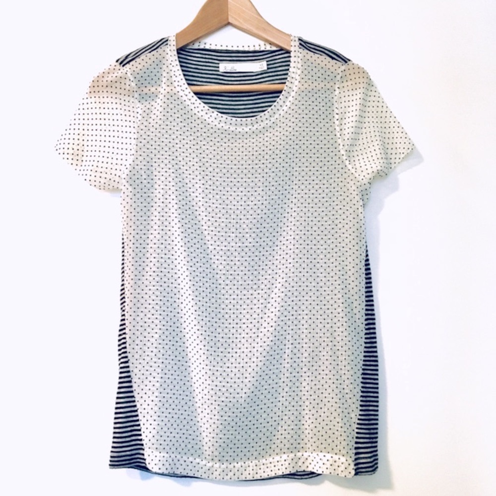 Madewell Hi Line Striped & Dot Colorblock Tshirt